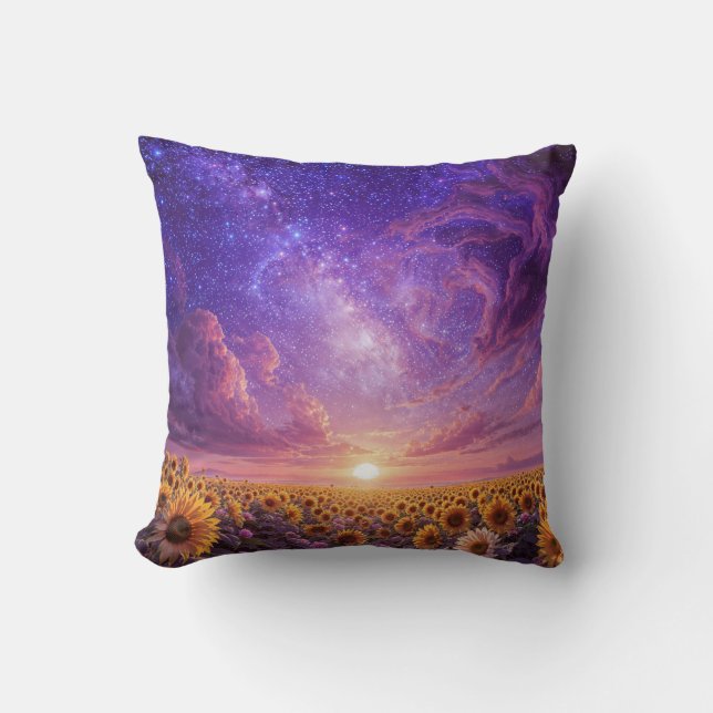 Celestial Sunflower Throw Pillow (Front)