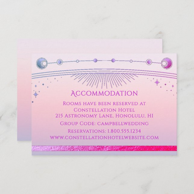 Celestial Sunset Pink Galaxy Accommodation Enclosure Card (Front/Back)