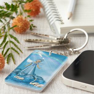 Celestial Swan Guardian Key Ring