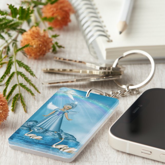 Celestial Swan Guardian Key Ring (Front Right)