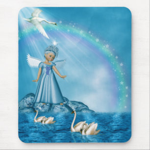 Celestial Swan Guardian Mouse Pad