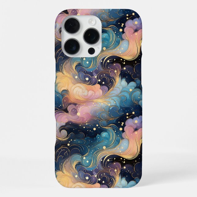 Celestial Swirls – Elegant Galaxy Abstract Design iPhone Case (Back)