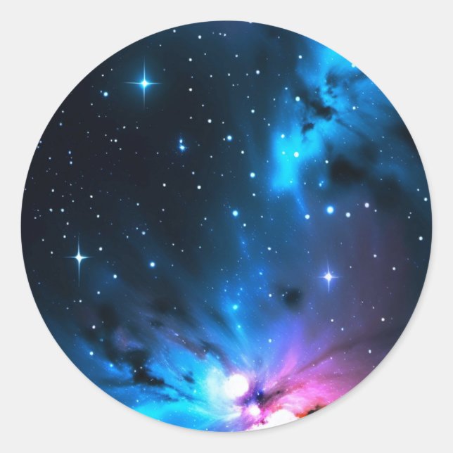 Celestial Swirls of Stars Classic Round Sticker (Front)