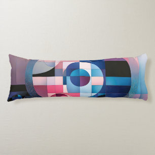 Celestial Symmetry: Geometric Shapes Blues & Pink Body Cushion