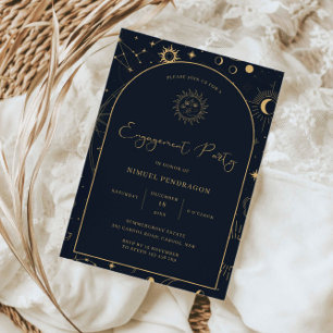 Celestial Tarot Elements Starsign Engagement Party Invitation