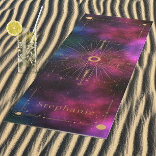 Celestial Tarot Eye Monogram Gold Glitter Burgundy Yoga Mat