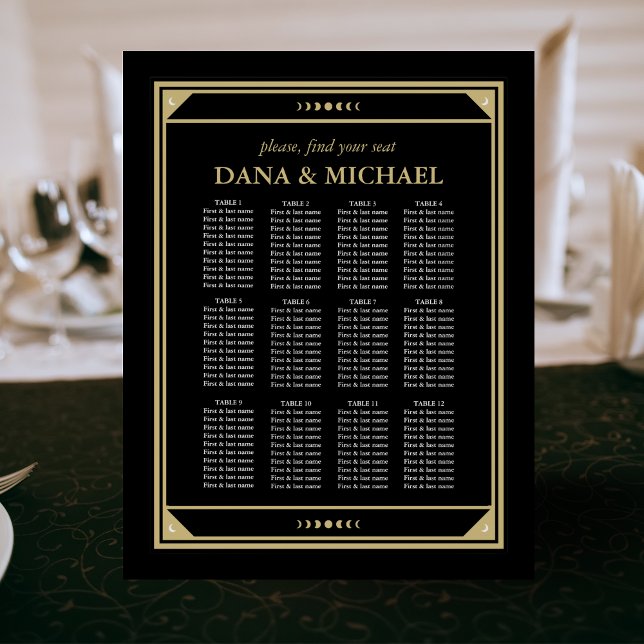 Celestial Tarot Gold Black Wedding Seating Chart F (Creator Uploaded)
