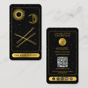 Celestial Tarot Logo Hairdresser Hair Pins Gold Business Card