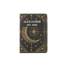 Celestial Tarot Moon Gold Custom Name Leather