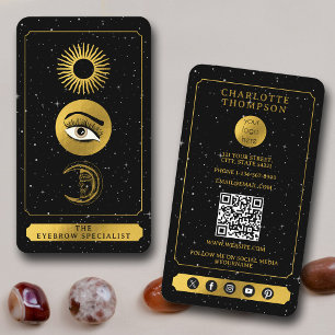 Celestial Tarot Sun Moon Eyebrow Specialist Business Card