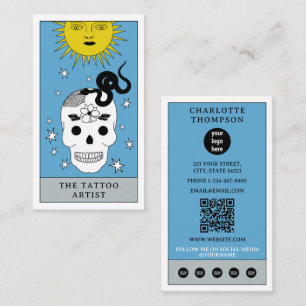 Celestial Tarot Sun Tattoo Artist Piercer Logo Business Card
