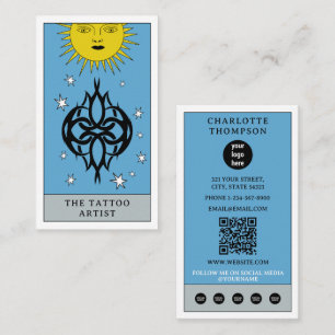 Celestial Tarot Sun Tattoo Artist Piercer Logo Business Card