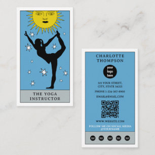 Celestial Tarot Sun Yoga Instructor Healer Logo Business Card