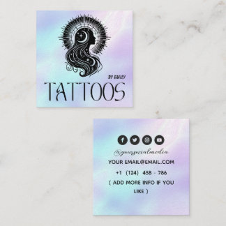 Celestial Tattoo Salon Holographic Square Business Card