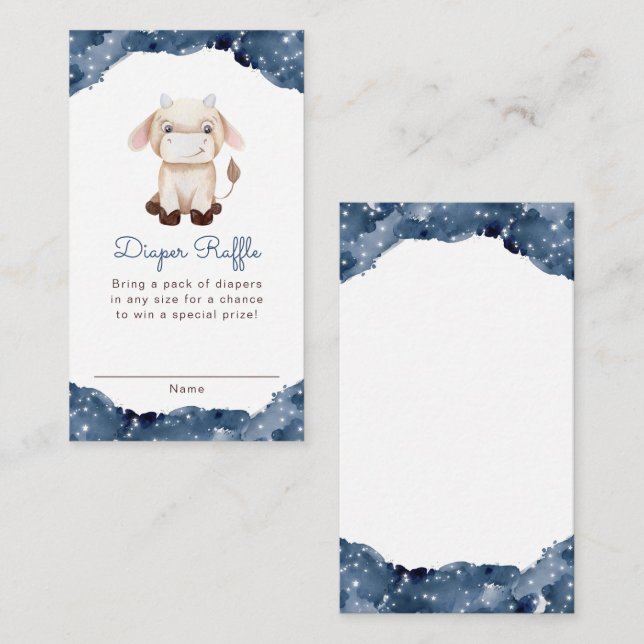 Celestial Taurus Astrology Sign Diaper Raffle Enclosure Card (Front/Back)