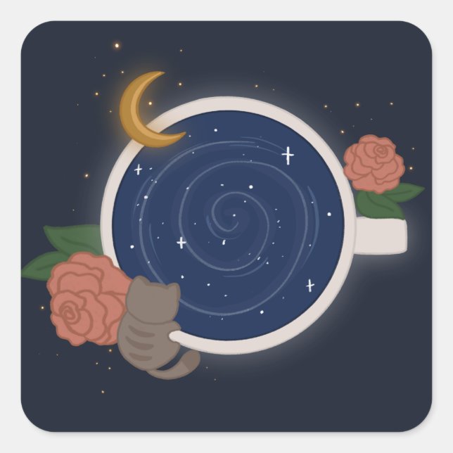 Celestial Tea Cup Square Sticker (Front)