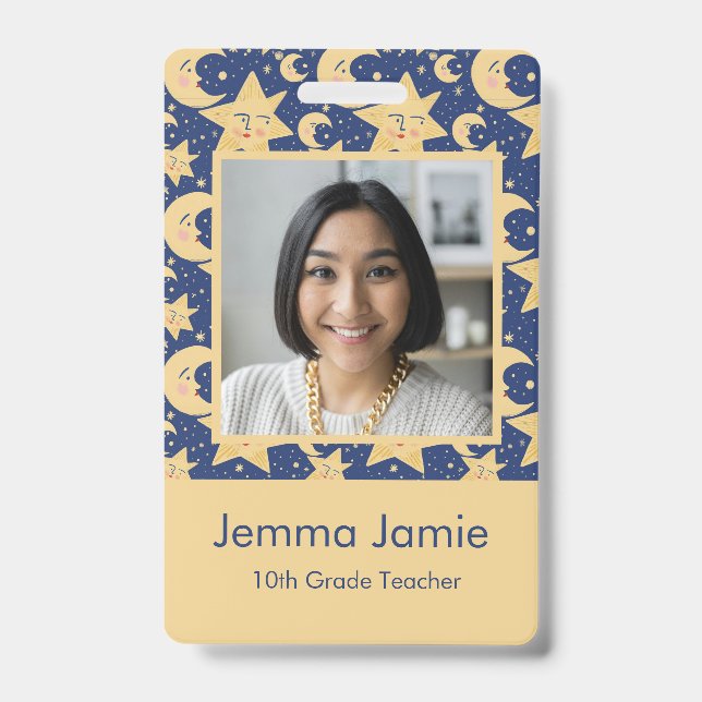 Celestial Teacher ID Badge - Customizable DesBadge (Front)