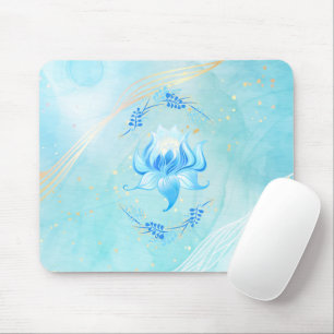 Celestial Teal Blossom – Peaceful Lotus Design Mouse Pad