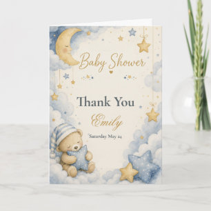 Celestial Teddy Bear Baby Shower Thank You Card