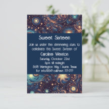 Celestial Theme Sweet Sixteen Invitation 