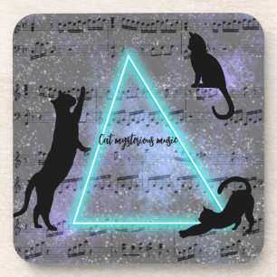 Celestial Three Music-Loving Black Cats Coaster