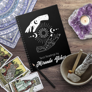 Celestial Touch Trendy Sun & Moon Hands Black Notebook