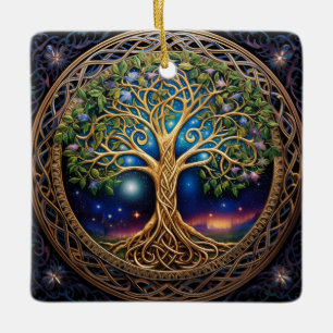 Celestial Tree Of Life Celtic Knot Ceramic Ornament