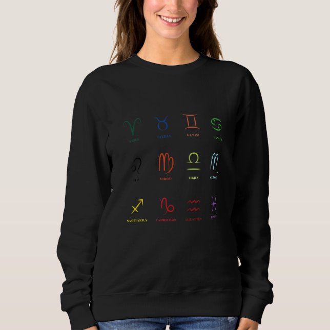 Celestial Tropics Rainbow Astrological Signs Sweatshirt (Front)