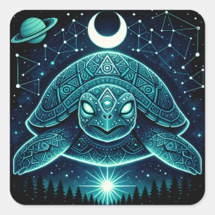 Celestial Turtle – Cosmic Ancient Wildlife Galaxy  Square Sticker