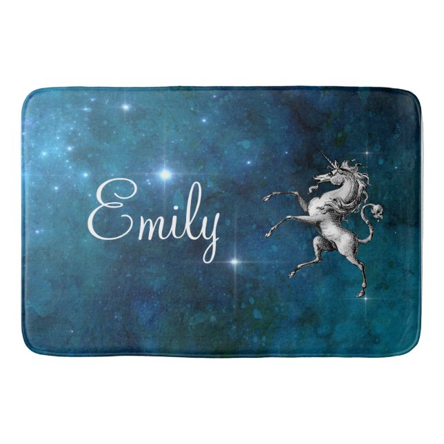 Celestial Unicorn Customisable  Bath Mat (Front)