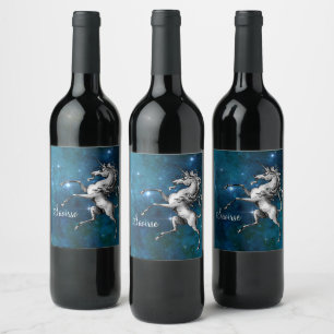 Celestial Unicorn Customisable Wine Label