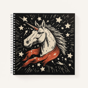 Celestial Unicorn – Star‑Gazing Linocut Fantasy Notebook