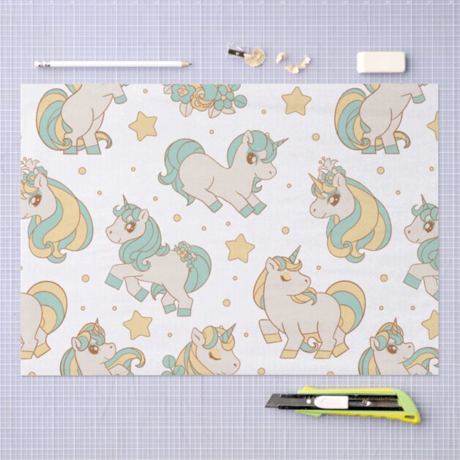 Celestial Unicorns & Stars Pattern Tissue Paper (Craft)