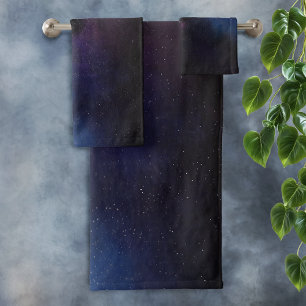 Celestial Veil Nebula Galaxy Starfield Cosmic Bath Towel Set