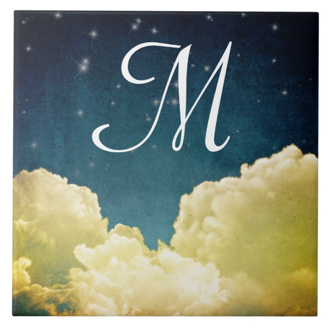 Celestial View Stars Monogram Display Tile (Front)