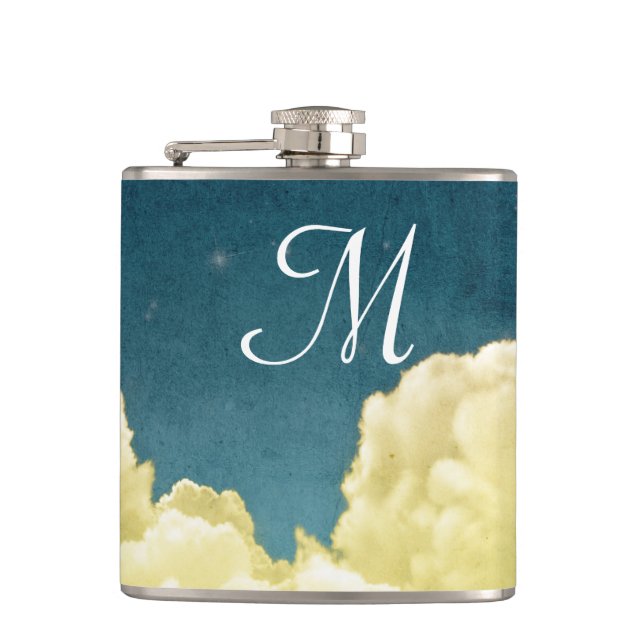 Celestial View Stars Monogram Whiskey Flask (Front)