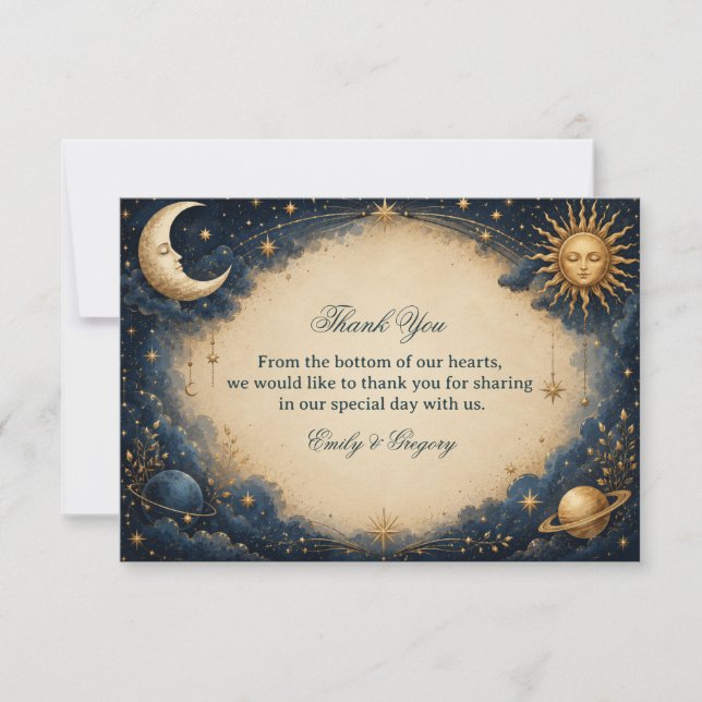Celestial Vintage Cosmic Thank You Card (Front)