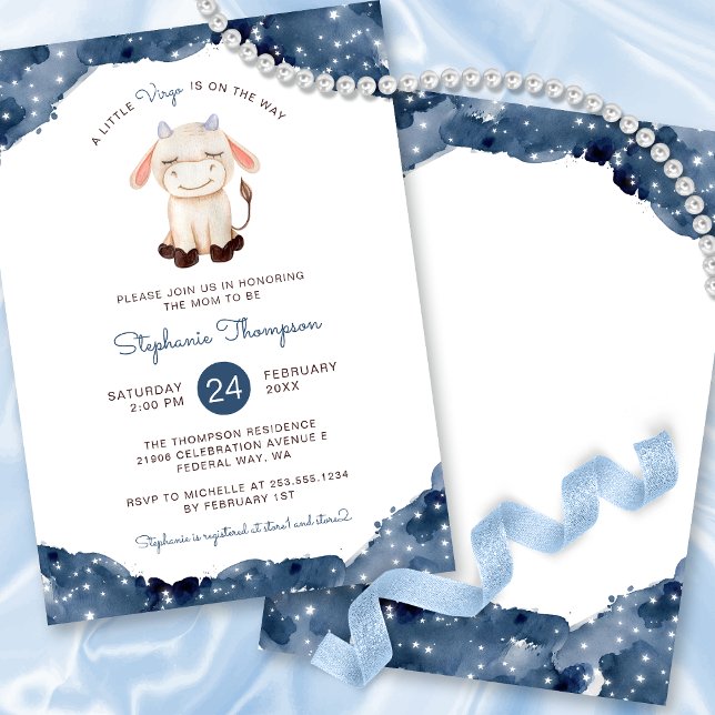 Celestial Virgo Astrology Sign Baby Shower Invitation (Celestial Virgo Astrology Sign Baby Shower Invitation)