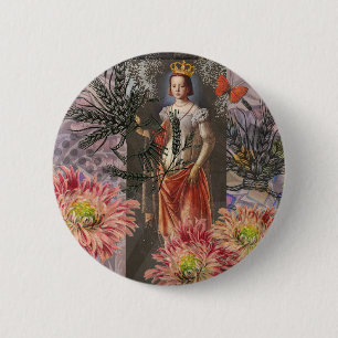 Celestial Virgo Goddess Collage: Vintage Celestial 6 Cm Round Badge