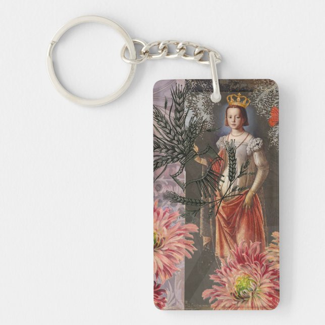 Celestial Virgo Goddess Collage: Vintage Celestial Key Ring (Front)
