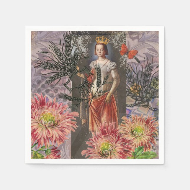 Celestial Virgo Goddess Collage: Vintage Celestial Napkin (Front)
