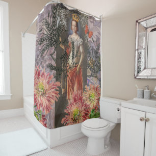Celestial Virgo Goddess Collage: Vintage Celestial Shower Curtain
