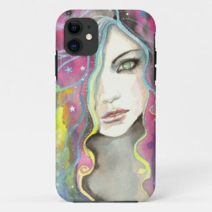 Celestial Vision Girl in the Stars Pop Fantasy Art iPhone 11 Case