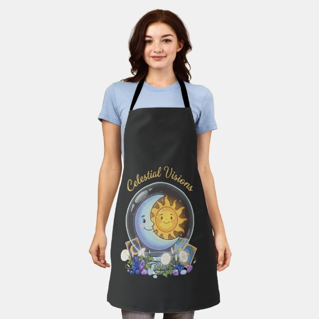 Celestial Visions | Cute Sun and Moon Tarot Crysta Apron (Worn)
