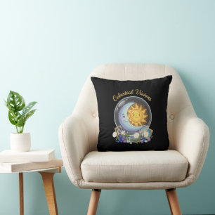 Celestial Visions Cute Sun and Moon Tarot Crysta Cushion
