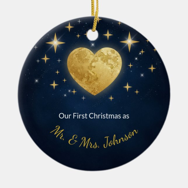 Celestial Vows Personalised Wedding Ornament (Front)