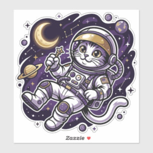 Celestial Voyager: Purple Astronaut Cat Space Masc