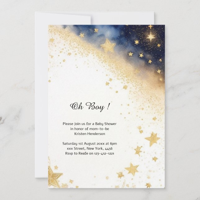 Celestial Watercolor Baby Shower Invitation (Front)