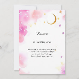Celestial Watercolor Birthday Invitation