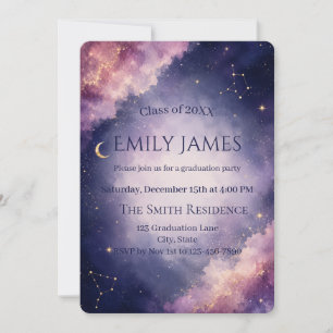 Celestial Watercolor Graduation Party Invitation